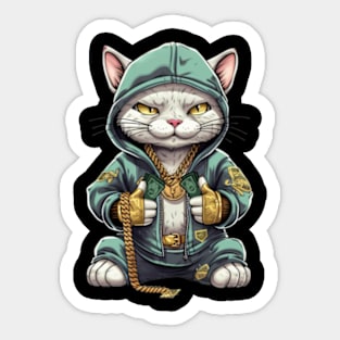 Hip Hop Art Cat Money Sticker